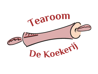Het logo van Tearoom De Koekerij. Dit is een tekening van een deegrol.